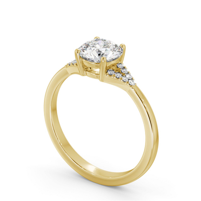 Round Diamond Engagement Ring 18K Yellow Gold Solitaire With Side Stones - Harris ENRD185S_YG_SIDE