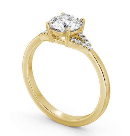 Round Diamond Engagement Ring 18K Yellow Gold Solitaire with a V Pattern Of Side Stones ENRD185S_YG_THUMB1