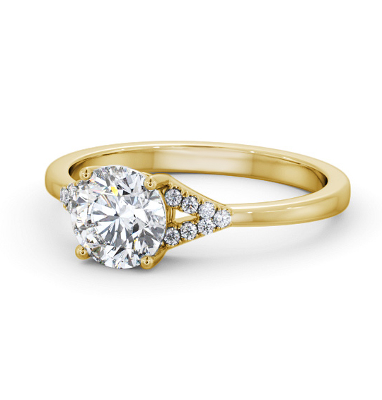 Harris Round Diamond Engagement Ring V-Shaped Side Stones ENRD185S_YG_THUMB2 