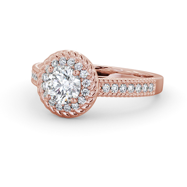 Halo Round Diamond Engagement Ring 18K Rose Gold - Lagan ENRD186_RG_FLAT
