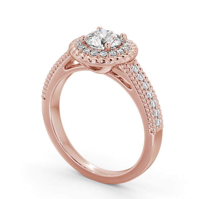 Halo Round Diamond Engagement Ring 18K Rose Gold - Lagan ENRD186_RG_SIDE