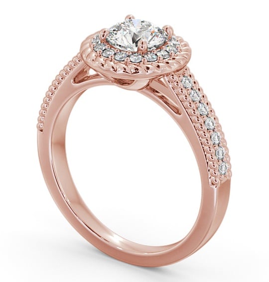Halo Round Diamond Rope Design Engagement Ring 18K Rose Gold ENRD186_RG_THUMB1