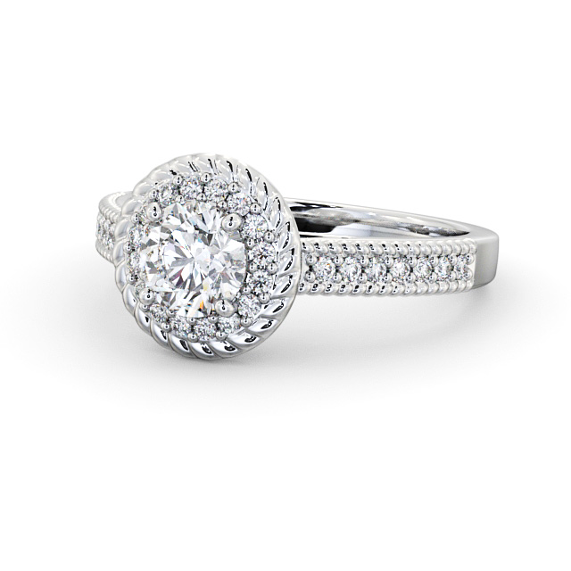 Halo Round Diamond Engagement Ring 18K White Gold - Lagan ENRD186_WG_FLAT