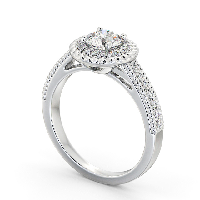 Halo Round Diamond Engagement Ring 18K White Gold - Lagan ENRD186_WG_SIDE
