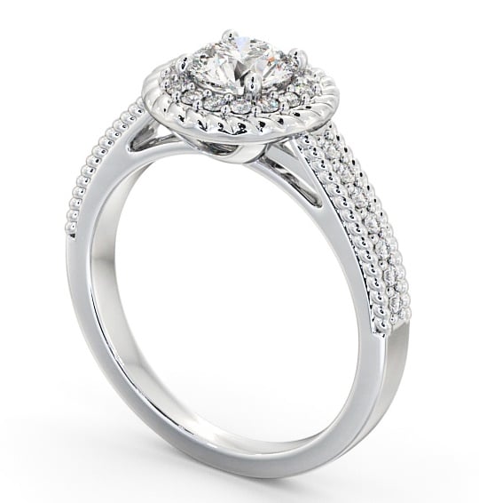 Halo Round Diamond Rope Design Engagement Ring 18K White Gold ENRD186_WG_THUMB1