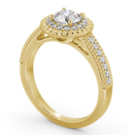 Halo Round Diamond Rope Design Engagement Ring 9K Yellow Gold ENRD186_YG_THUMB1