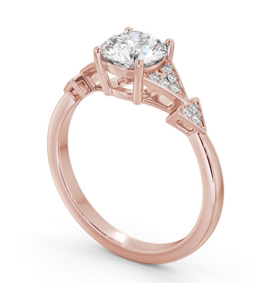 Round Diamond Contemporary Style Engagement Ring 18K Rose Gold Solitaire with Channel Set Side Stones ENRD186S_RG_THUMB1