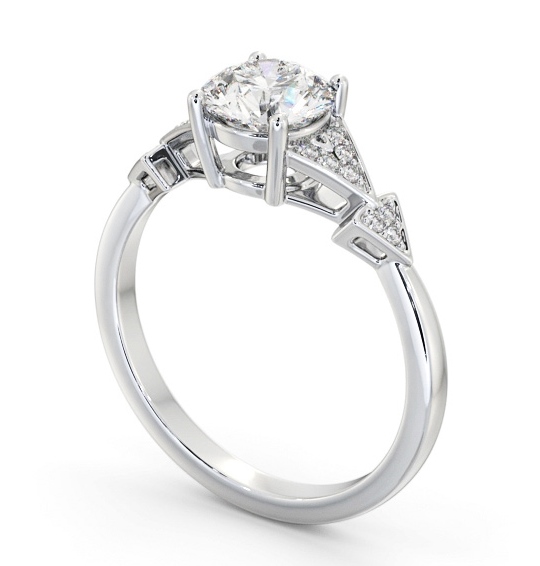 Round Diamond Contemporary Style Engagement Ring Platinum Solitaire with Channel Set Side Stones ENRD186S_WG_THUMB1