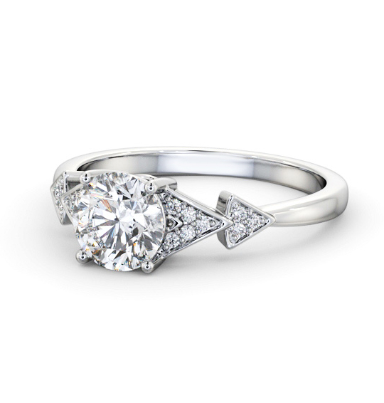 Blanche Round Diamond Engagement Ring V-Shaped Side Stones ENRD186S_WG_THUMB2 