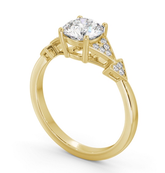 Round Diamond Contemporary Style Engagement Ring 9K Yellow Gold Solitaire with Channel Set Side Stones ENRD186S_YG_THUMB1