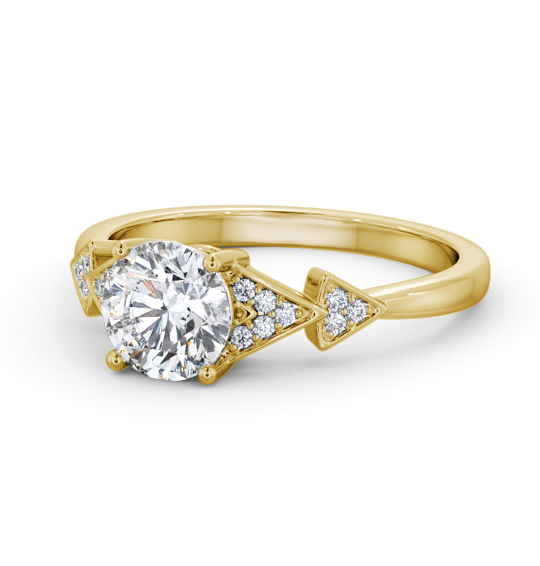 Blanche Round Diamond Engagement Ring V-Shaped Side Stones ENRD186S_YG_THUMB2 