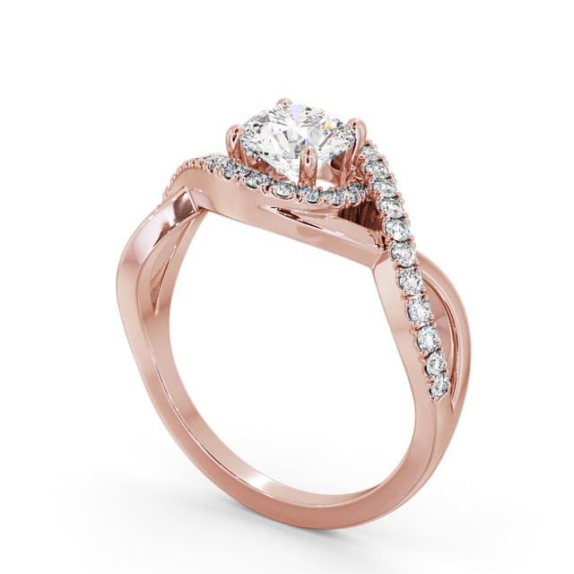Halo Round Diamond Engagement Ring 9K Rose Gold - Glassan ENRD187_RG_SIDE