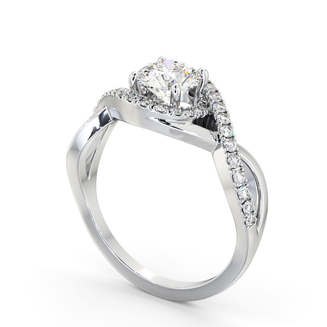 Halo Round Diamond Engagement Ring Platinum - Glassan ENRD187_WG_SIDE