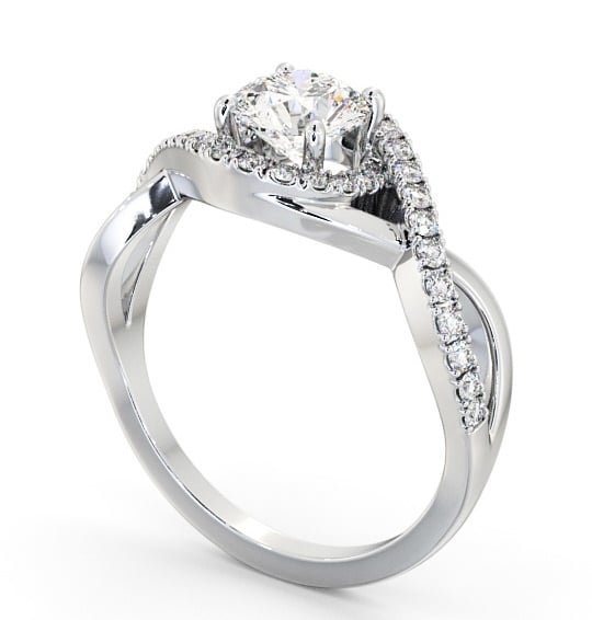 Halo Round Diamond Distinctive Design Engagement Ring 18K White Gold ENRD187_WG_THUMB1