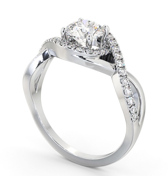 Halo Round Diamond Distinctive Design Engagement Ring Platinum ENRD187_WG_THUMB1 