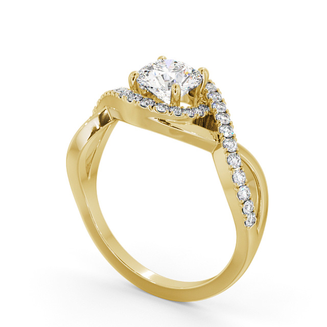Halo Round Diamond Engagement Ring 18K Yellow Gold - Glassan ENRD187_YG_SIDE