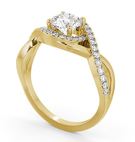 Halo Round Diamond Distinctive Design Engagement Ring 18K Yellow Gold ENRD187_YG_THUMB1