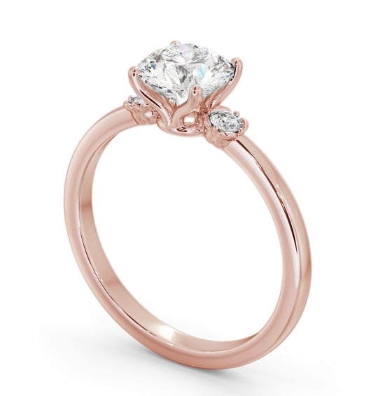 Round Diamond Traditional Engagement Ring 18K Rose Gold Solitaire with Channel Set Side Stones ENRD187S_RG_THUMB1
