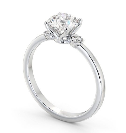 Round Diamond Traditional Engagement Ring 18K White Gold Solitaire with Channel Set Side Stones ENRD187S_WG_THUMB1