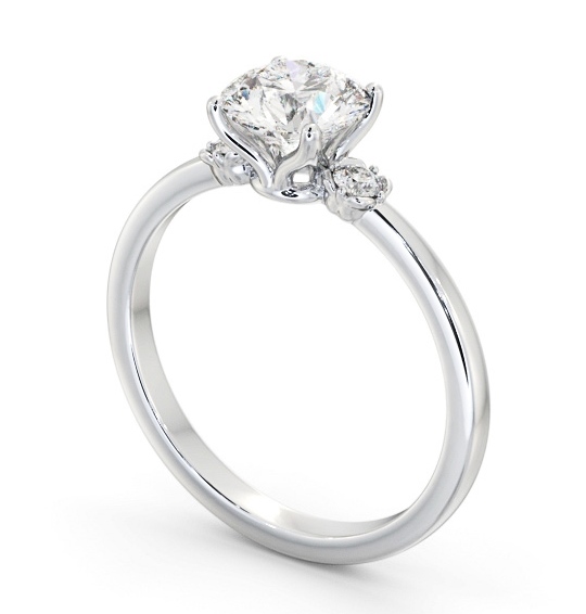 Round Diamond Traditional Engagement Ring 18K White Gold Solitaire with Channel Set Side Stones ENRD187S_WG_THUMB1 