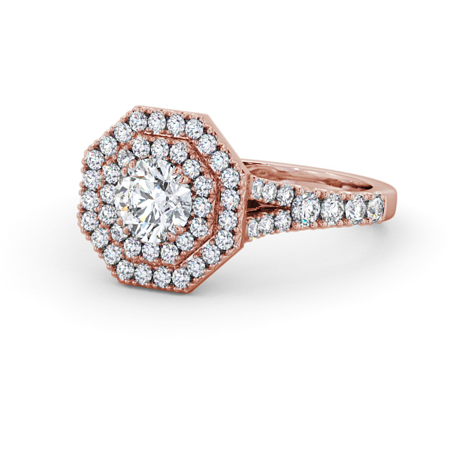 Halo Round Diamond Engagement Ring 18K Rose Gold - Brackley ENRD188_RG_FLAT