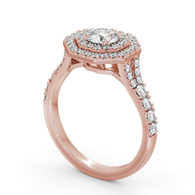 Halo Round Diamond Engagement Ring 18K Rose Gold - Brackley ENRD188_RG_SIDE