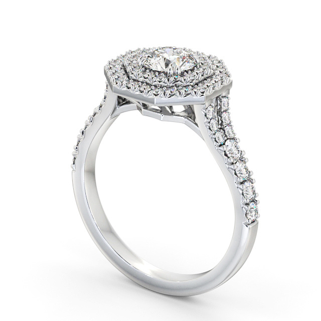 Halo Round Diamond Engagement Ring 9K White Gold - Brackley ENRD188_WG_SIDE