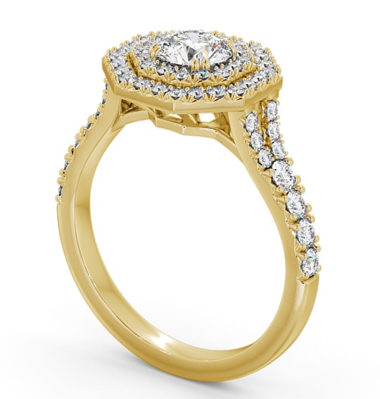 Double Halo Round Diamond Octagon Design Engagement Ring 18K Yellow Gold ENRD188_YG_THUMB1 