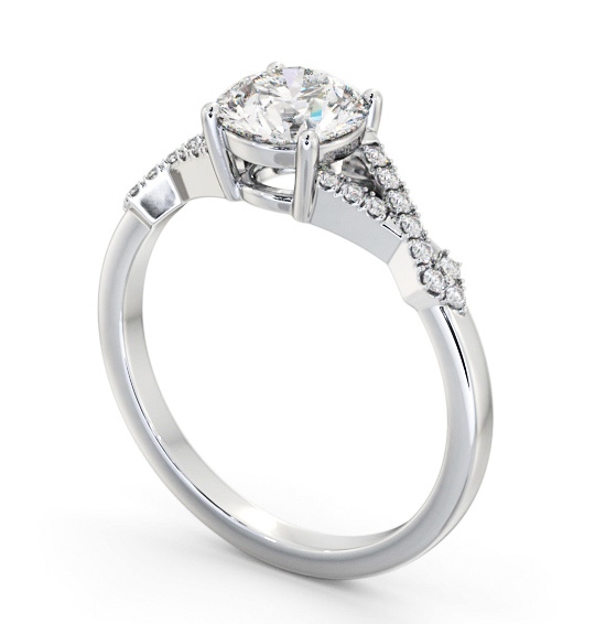 Round Diamond Contemporary Style Engagement Ring Platinum Solitaire with Channel Set Side Stones ENRD188S_WG_THUMB1