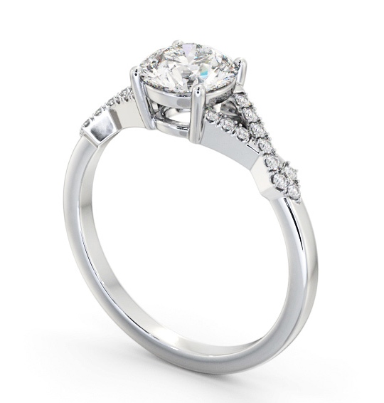 Round Diamond Contemporary Style Engagement Ring 18K White Gold Solitaire with Channel Set Side Stones ENRD188S_WG_THUMB1 