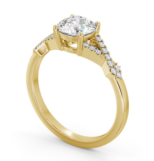 Round Diamond Contemporary Style Engagement Ring 18K Yellow Gold Solitaire with Channel Set Side Stones ENRD188S_YG_THUMB1