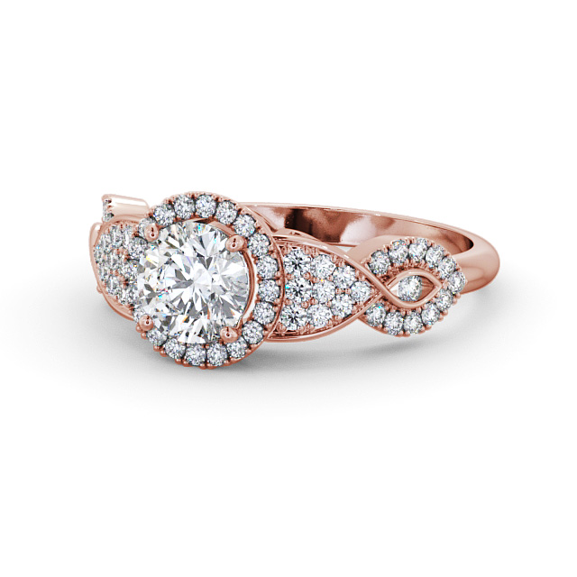 Halo Round Diamond Engagement Ring 18K Rose Gold - Melvaig ENRD189_RG_FLAT