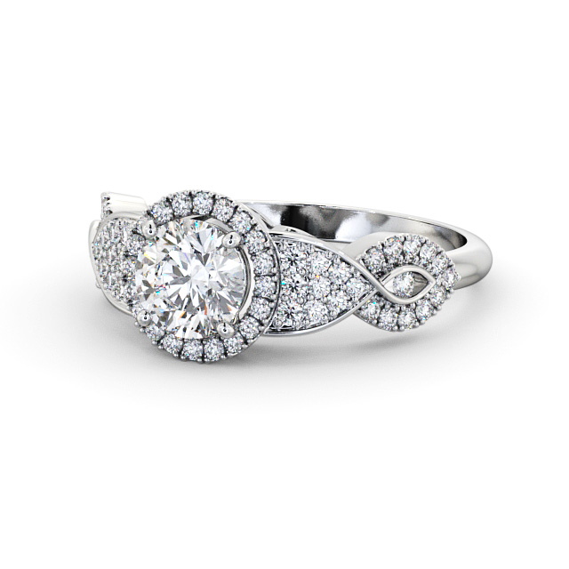 Halo Round Diamond Engagement Ring Platinum - Melvaig ENRD189_WG_FLAT