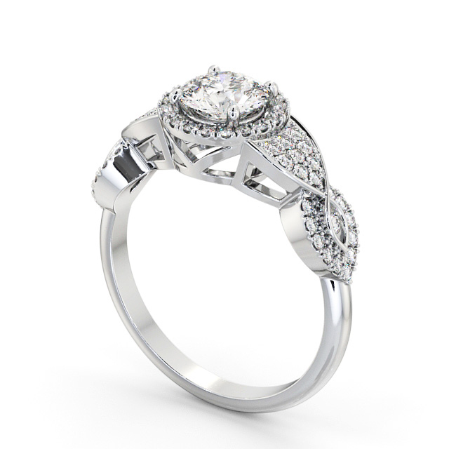 Halo Round Diamond Engagement Ring Platinum - Melvaig ENRD189_WG_SIDE