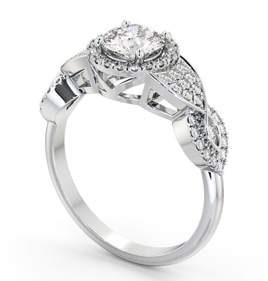 Halo Round Diamond Regal Design Engagement Ring 18K White Gold ENRD189_WG_THUMB1 