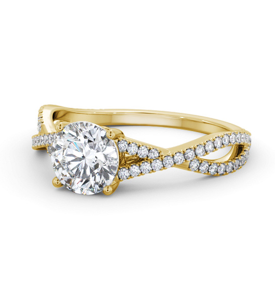 Alina Round Diamond Engagement Ring Side Stones Crossover Band ENRD189S_YG_THUMB2 