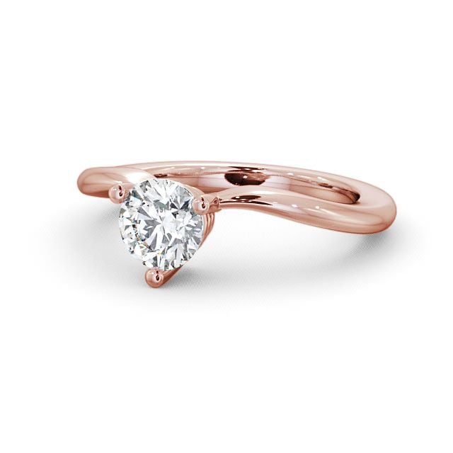Round Diamond Engagement Ring 9K Rose Gold Solitaire - Uley ENRD18_RG_FLAT