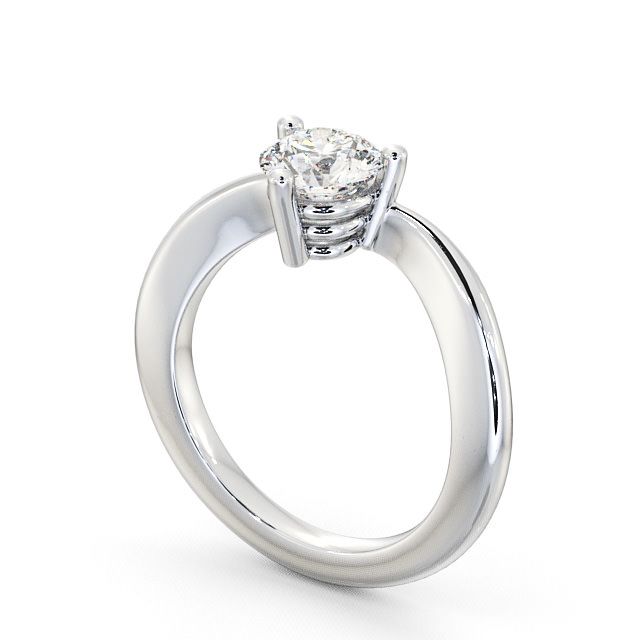 Round Diamond Engagement Ring 18K White Gold Solitaire - Uley