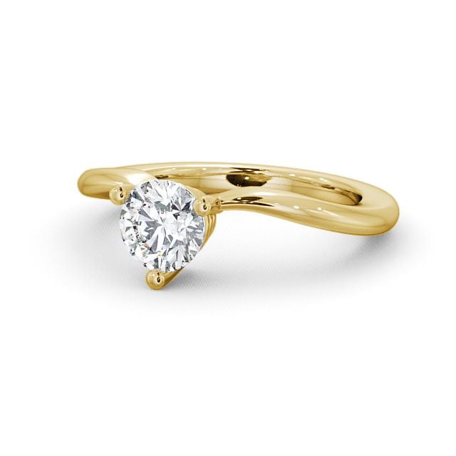 Round Diamond Engagement Ring 18K Yellow Gold Solitaire - Uley ENRD18_YG_FLAT