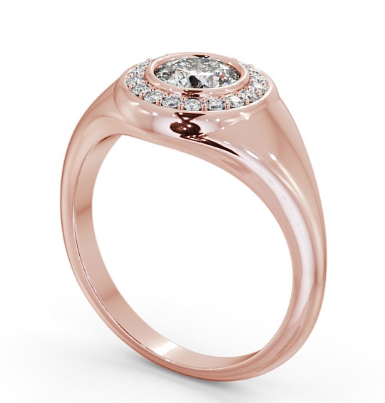 Halo Round Diamond Bezel with Channel Setting Engagement Ring 18K Rose Gold ENRD190_RG_THUMB1 