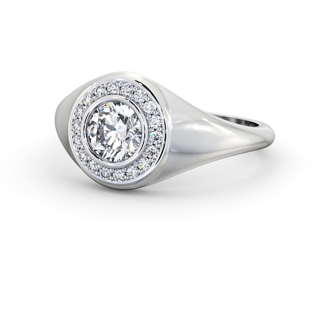 Halo Round Diamond Engagement Ring Platinum - Tabitha ENRD190_WG_FLAT