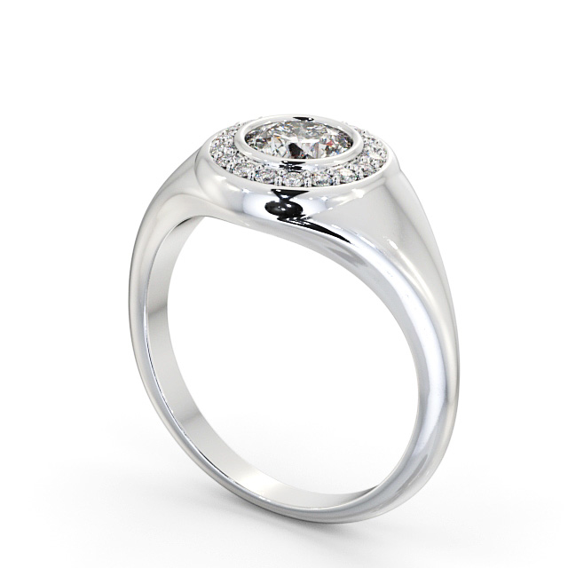 Halo Round Diamond Engagement Ring Platinum - Tabitha ENRD190_WG_SIDE
