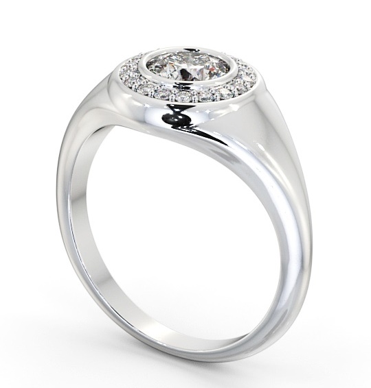 Halo Round Diamond Bezel with Channel Setting Engagement Ring 18K White Gold ENRD190_WG_THUMB1 