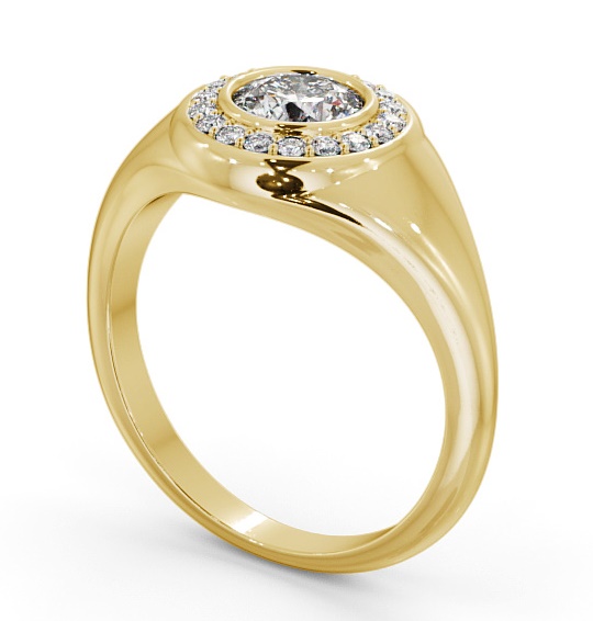 Halo Round Diamond Bezel with Channel Setting Engagement Ring 18K Yellow Gold ENRD190_YG_THUMB1