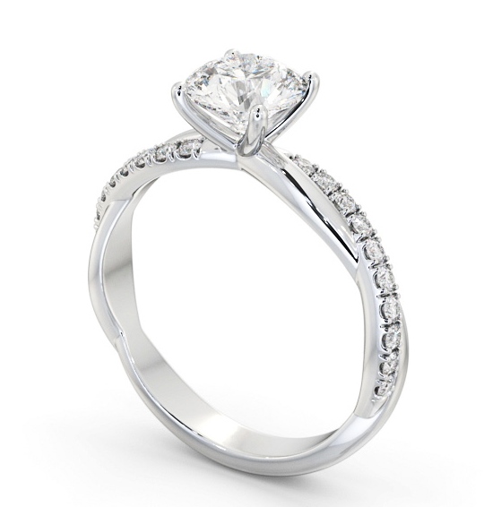 Round Diamond Crossover Band Engagement Ring Palladium Solitaire with Channel Set Side Stones ENRD190S_WG_THUMB1 