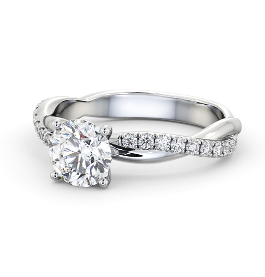 Niam Round Diamond Engagement Ring Side Stones Twisted Band ENRD190S_WG_THUMB2 