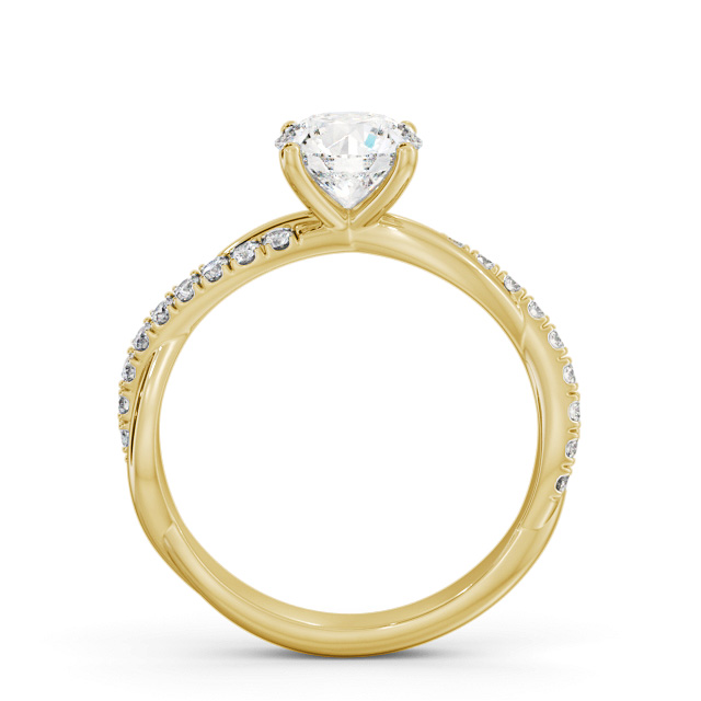 Round Diamond Engagement Ring 18K Yellow Gold Solitaire With Side Stones - Niam ENRD190S_YG_UP