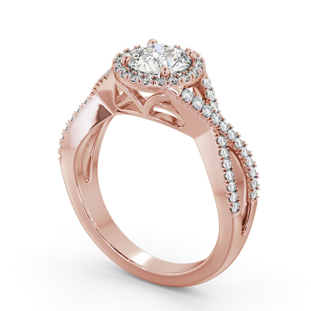 Halo Round Diamond Engagement Ring 9K Rose Gold - Klara ENRD191_RG_SIDE