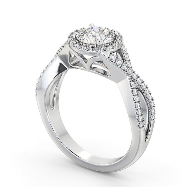 Halo Round Diamond Engagement Ring 18K White Gold - Klara ENRD191_WG_SIDE