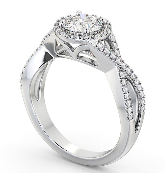Halo Round Diamond Engagement Ring Palladium - Klara ENRD191_WG_THUMB1